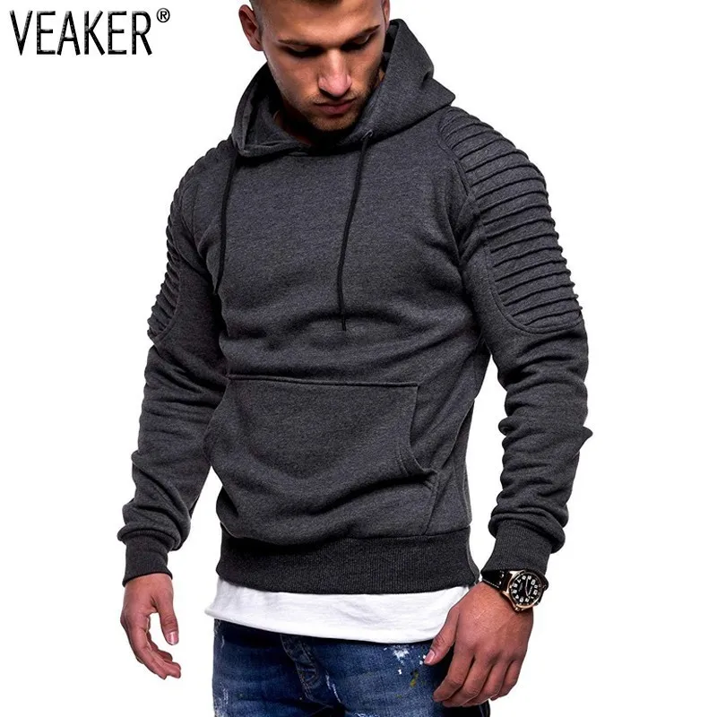 Новинка 2019 мужские осенние плиссированные толстовки свитшот Мужской черный