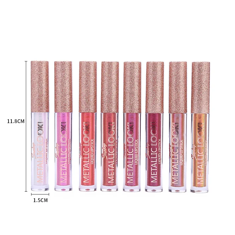 Smakup 8 Colors Shimmer Liquid Lipstick Long-lasting Moisuturzer Glitter Flip Lipgloss Sparkly Makeup Cosmetics Make Up Beauty