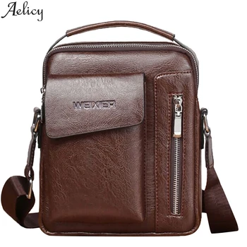 

Aelicy Men Business Pu Leather Messenger Bag Single Strap Back Bag Travel Crossbody Casual Handbags Bags Sport Phone Bag New