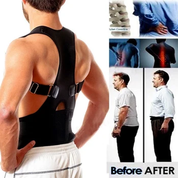 Adjustable Off The Shoulder Back Support Adult Magnetic Posture Corrector Back Brace Belt Body Posture Corrector Therapy Wrap