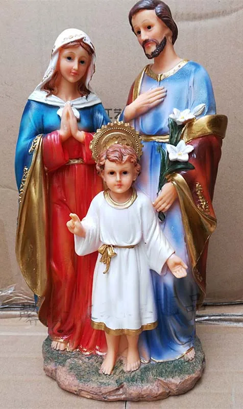 

GOOD wholesale Catholic Christian supplies # Religious Holy Family Child Jesus the Virgin Mary Saint Joseph art statue -33CM