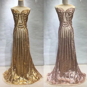 

2018 high quality French Nigerian sequins net lace,African tulle mesh sequence lace fabric for party dress 5yards/lot JL0827
