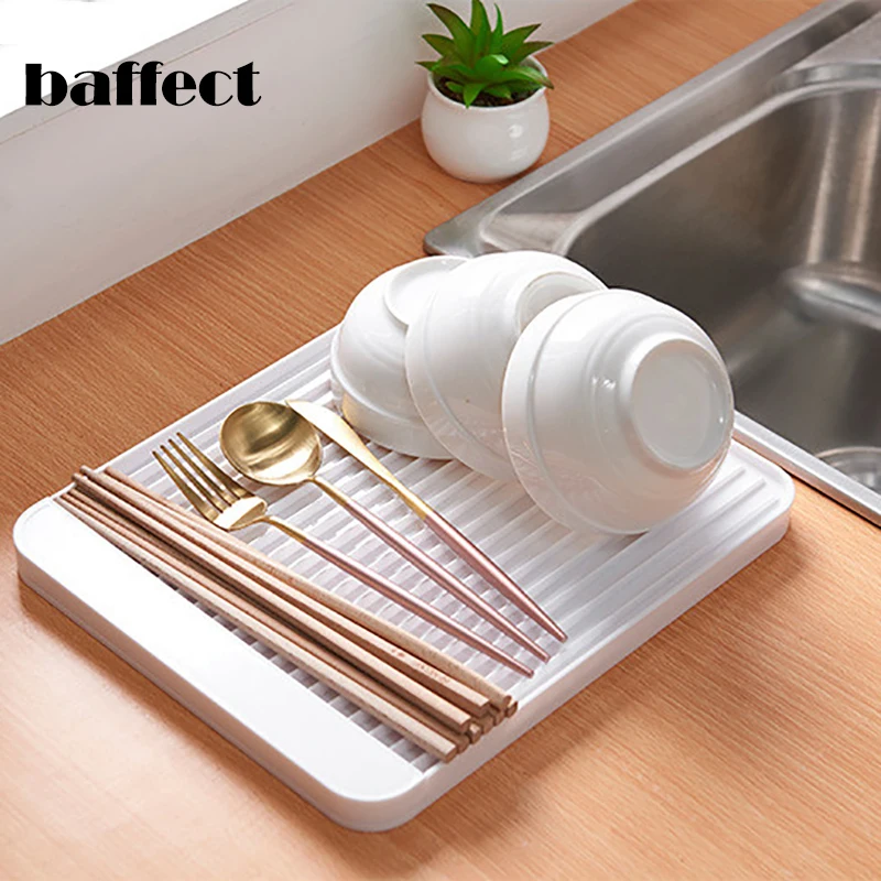 

Baffect Diatom Mud Drain Rack Solid Drain Dish Rack Fruit Kitchen Drain Storage Plate Dry Organizer Board Kitchen Tool Home Deco