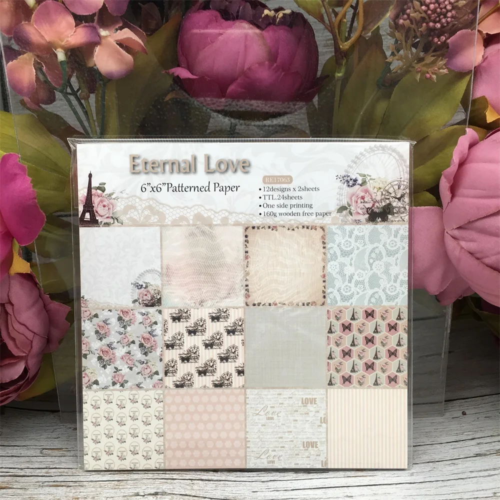 

24pcs/Pack 6*6inch 15.2cm Eternal Love Patterned Paper Pack for Scrapbooking DIY Happy Planner Card Making Journal Project
