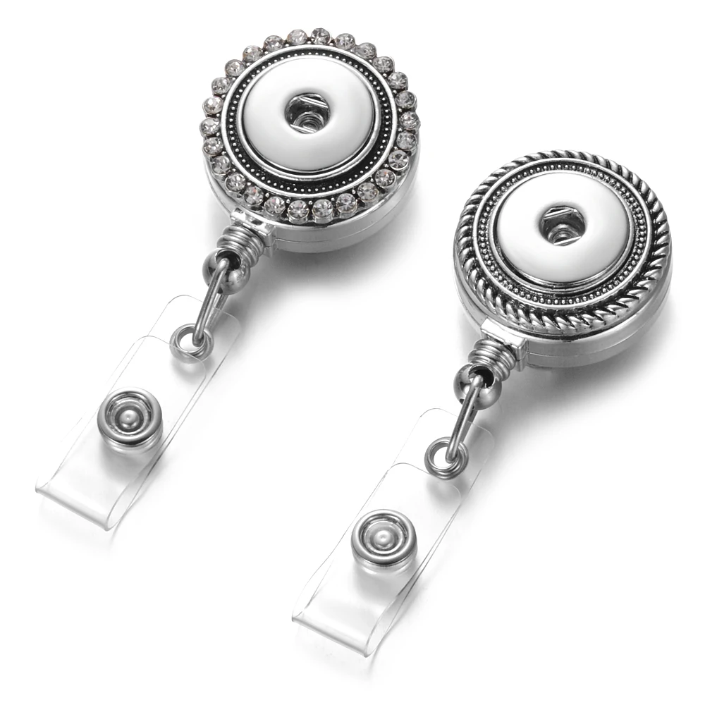 

Fit 18mm Snap Button Retractable Pull Badge Reel ID Lanyard Name Tag Card Badge Holder Reels Keyring Chain Clip Necklace