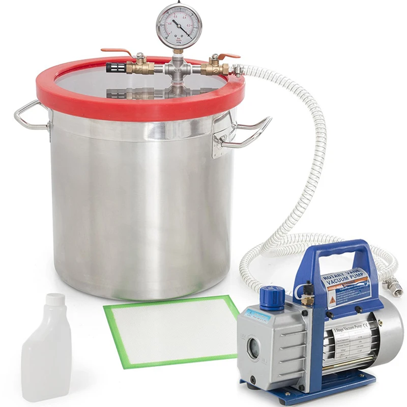 Вакуумные ведра 5Gal 220 В 2L вакуумный насос 280*280 мм вакуумная дегазационная камера
