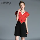 Cheap European Summer Dress V-neck Cloak Sleeves Loose Big Size Chiffon Dress L XL XXL XXXL 4XL 5XL Plus Size Women Clothing XR150