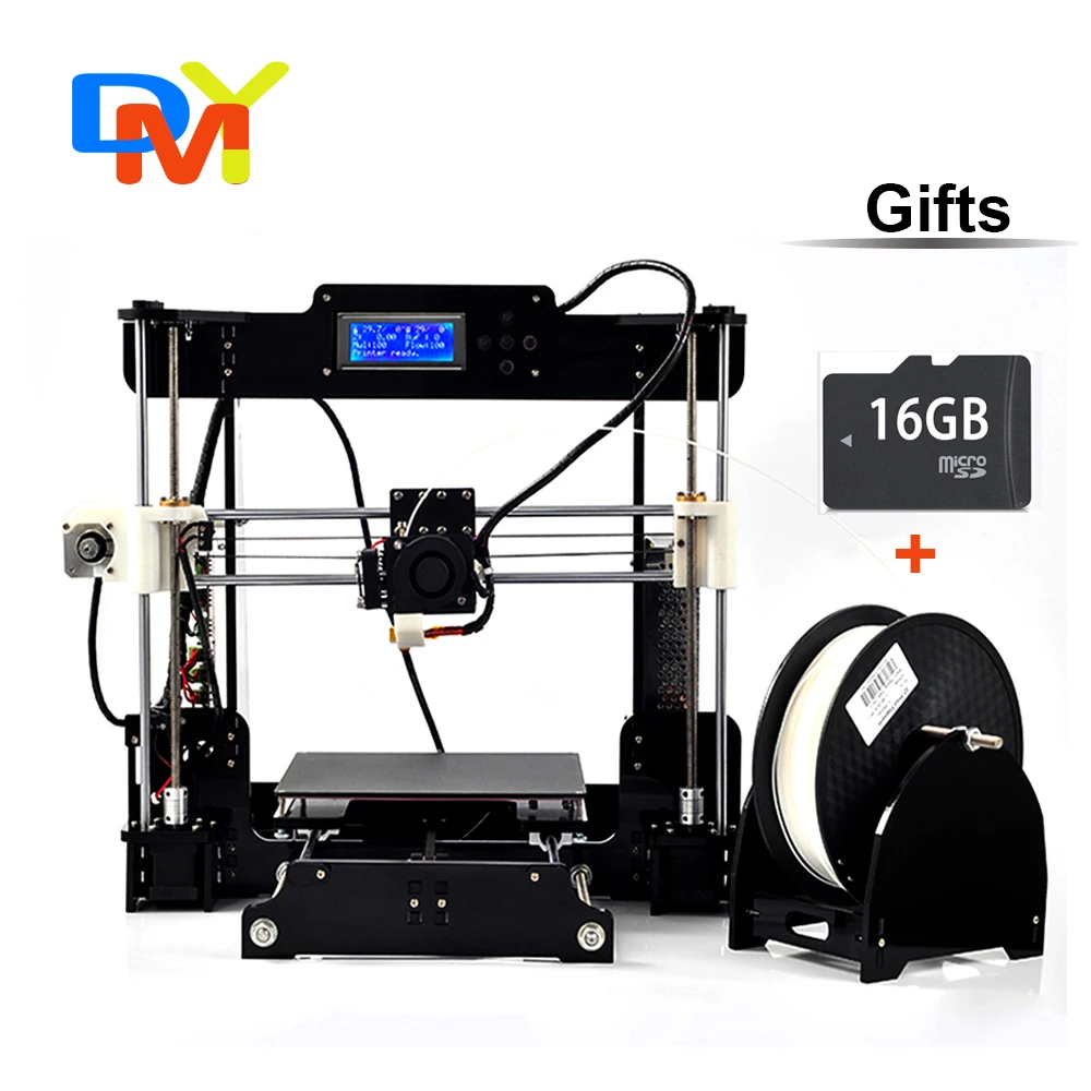 Big size 220*220*235mm High Quality Precision Reprap Prusa i3 3d Printer DIY kit with 1 Roll Filament 16GB SD card and LCD