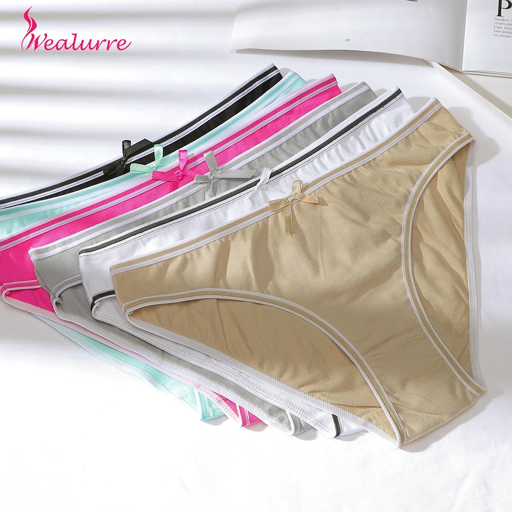 Wealurre 6 Colors Ladies Woman Underwear Cotton Panties Women Low Waist Brief Plus Size Sexy Solid Spandex Underwear Intimate