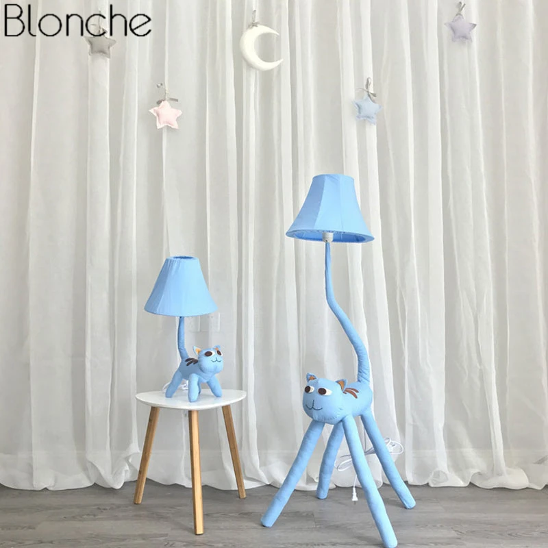 Lâmpada de Assoalho Moderna dos Desenhos Animais para Crianças Decoração da Sua Animados Quarto Tecido Lâmpada Tons Suporte Led Luminária pé Casa 6 Cheap Luminárias de pé