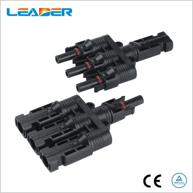 

100 pairs/lot IP68 1 to 3 MC4 Solar Panel Cable Connectors 3 to 1 T Branch Connector Couplers used in Solar Power System LJ0150