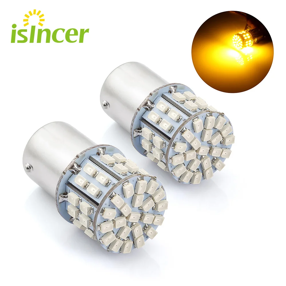 

2pcs Car LED PY21W 1156 BAU15S Canbus Error Free DRL Reverse Light Turn Tail Lights Bulbs 50W Yellow 12V Turn Signal Lamp
