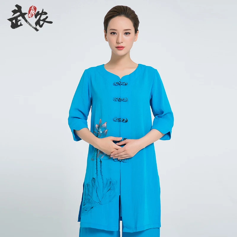 2018 New Product Linen Hand Painted Tai Chi robe Women Chinese Martial Arts Uniform include jacet and pants |