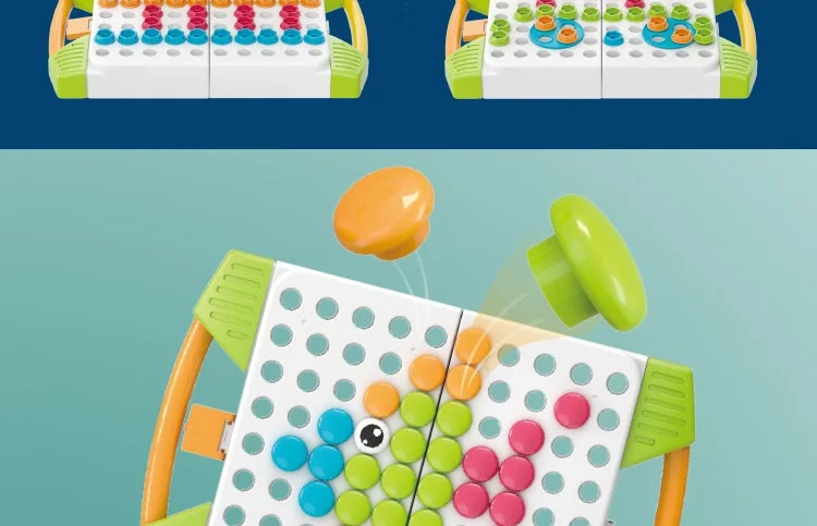 Placa de Peg para Crianças Blocos de Engrenagens Brinquedos Broca Construção Brinquedo Cogumelo Prego Botão Arte 2in1 Kit Haste Menino Dom Educacional 11 Placa de peg para crianças brinquedos broca