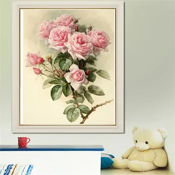 

Full drilling new 5D diamond painting dining room bedroom rose plant flowers embroidered European style