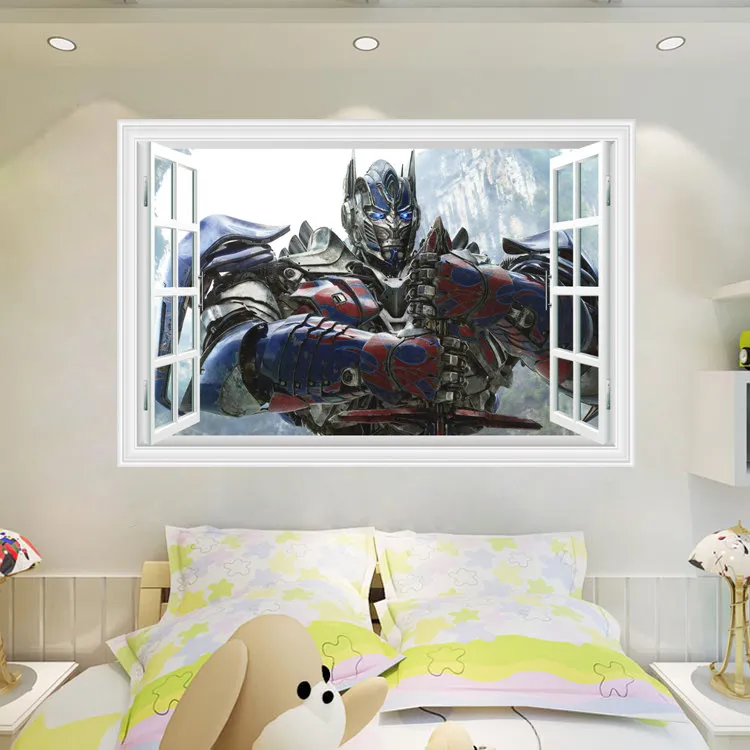 Optimus Prime Bumblebee 3D Наклейка на стену с окном декоративная наклейка B211 Бесплатная