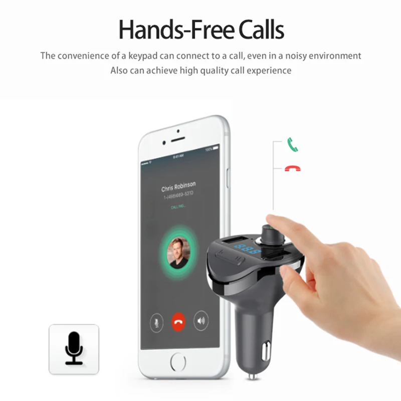 CDEN High Power Quick Charge Car MP3 Transmitter Bluetooth For Car FM Modulator Carkit Higher Security Level 2 USB CDEN High Power Quick Charge Car MP3 Transmitter Bluetooth For Car FM Modulator Carkit Higher Security Level 2 USB