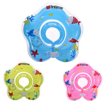

Intime Baby Neck Inflatable Ring Circle for Swimming Adjustable 0-18 Months Baby 0.2MM PVC 41*41CM Float for Babies Neck Ring