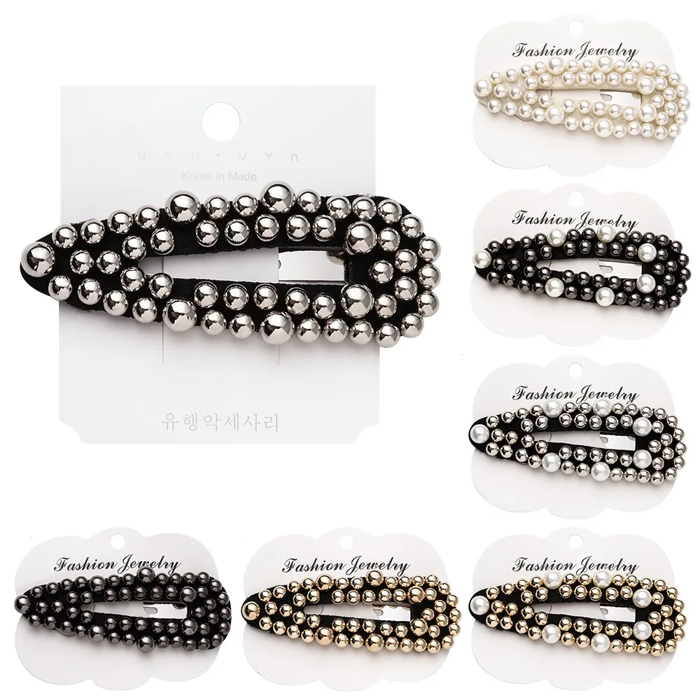 

Korean Fashion Matte Gold Pearl Beaded Hair Clip Bobby Pins Big Stick Hair Pins Snap Barrettes Hairgrips Women Hair Accessories