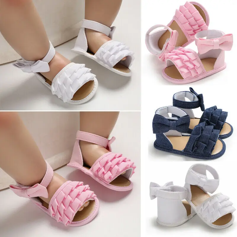 Для Новорожденных Для маленьких мальчиков мягкая подошва милые бантики обувь малышей летние сандалии Размеры 0-18 м