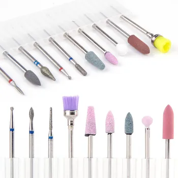 

10pcs/set Diamond Nail Drill Bit Nail Polisher Remover Manicure Electric Machine Milling Cutter Griding Buffer File Nail Tools