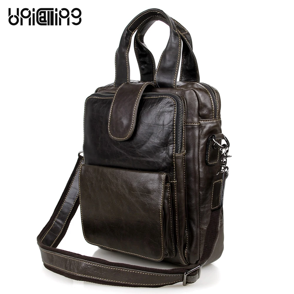 

Men fashion vintage leather shoulder bag quality genuine leather men crossbody bag male handbag can hold iPad/A4 Magazine