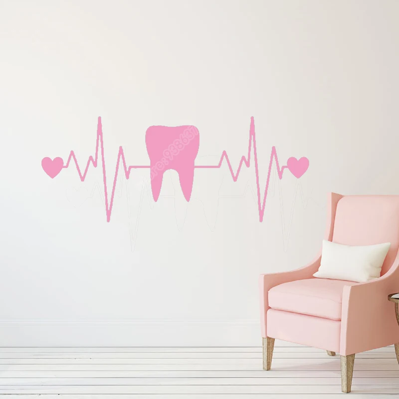 

Teeth Toothpaste Dentist Dentistry Heart ECG Funny Stickers Bathroom Wall Decor Waterproof Vinyl Wall Decals B523