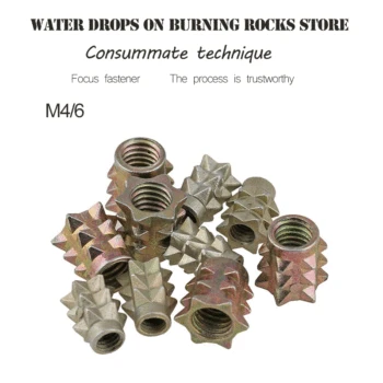 

Free shipping 50pcs Zinc Alloy Furniture Flanged Drive Head Nut Threaded For Wood Insert Nut Home spikes nuts