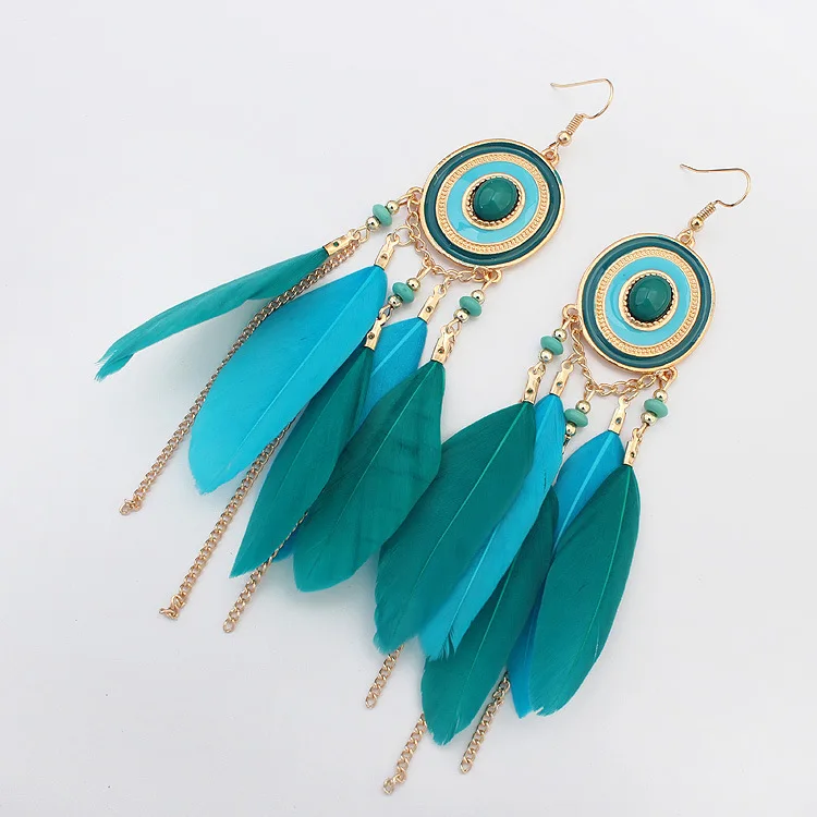 

Vintage Earrings Earings Fashion Jewelry 2019 Korean Style Women dangle red feather luxury hoops fashion for women statement