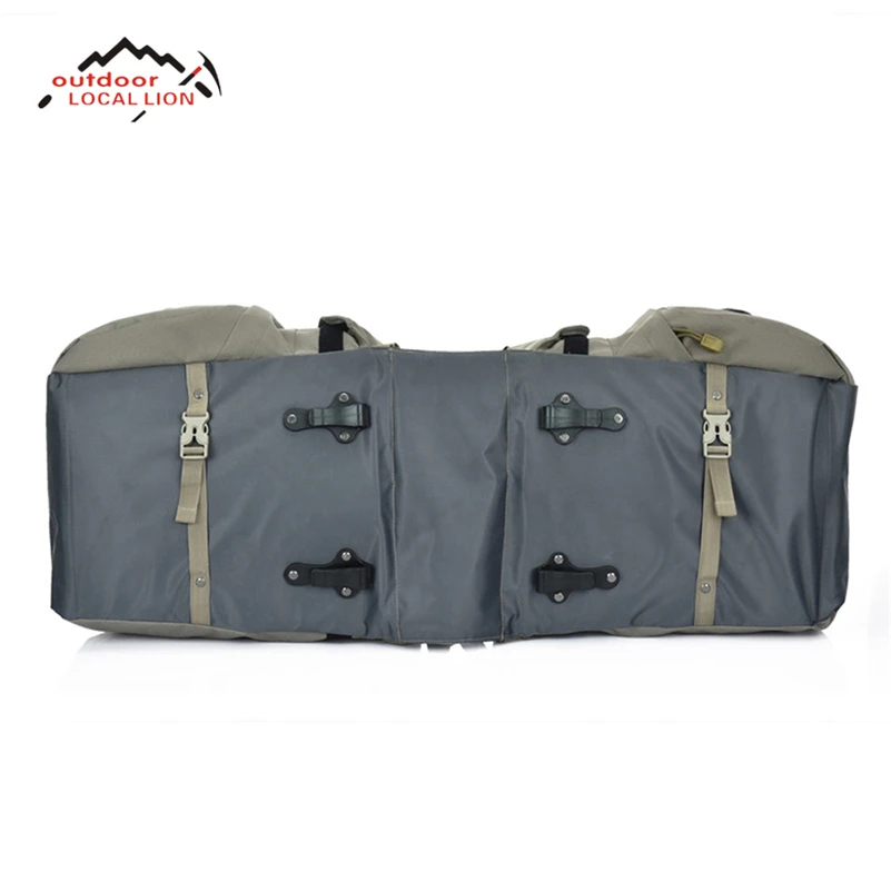 Cheap LOCALLION Retro Canvas Bicycle Carrier Bag 50L Rear Rack Trunk Bike Luggage Back Seat Pannier Reflectivs Cycling Storage Two Bag 4