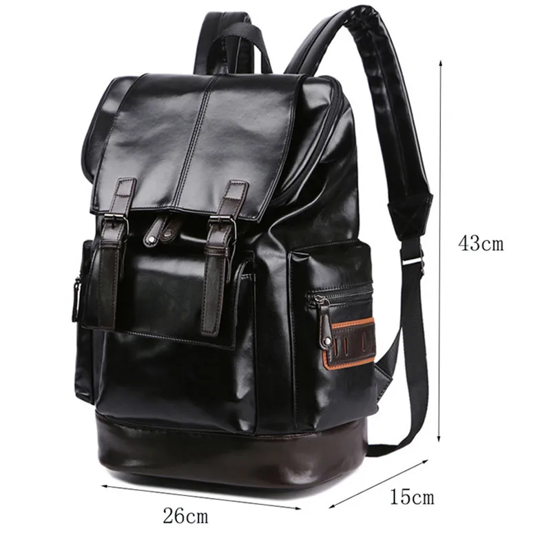 New Pu Leather Backpacks Fashion Vintage Notebook Laptop Backpack Male Large Capacity Backpacks for Men and Women Casual Bags 6