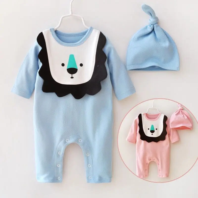 

3M 6M 9M Baby Romper Hat lion Cotton Romper Jumpsuit For Newborn Infant Spring Baby Clothing
