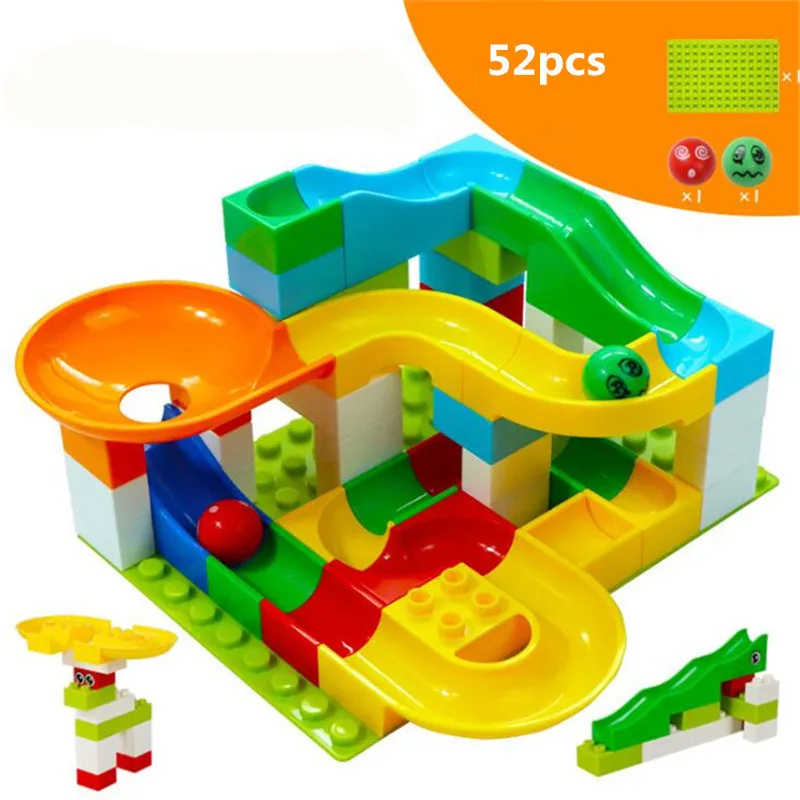

52-222 PCS Marble Race Run Maze Ball Track Building Blocks ABS Funnel Slide Assemble Bricks Compatible LegoINGlys Duplo Blocks
