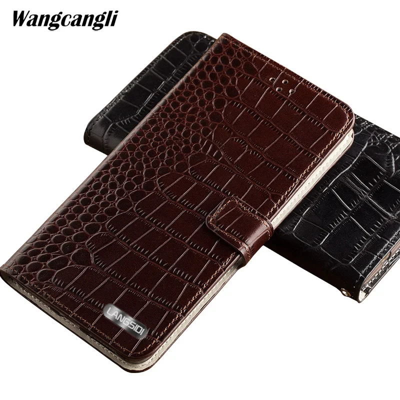 

Business Clamshell buckle phone case for Sony Xperia a1 Handmade Crocodile pattern Genuine Leather Phone protection Case