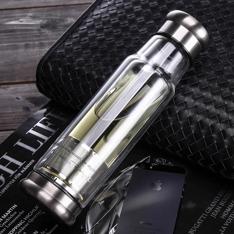 Термостойкая стеклянная бутылка для воды с ситечком 350/480 мл|glass water bottle|drink bottlewater
