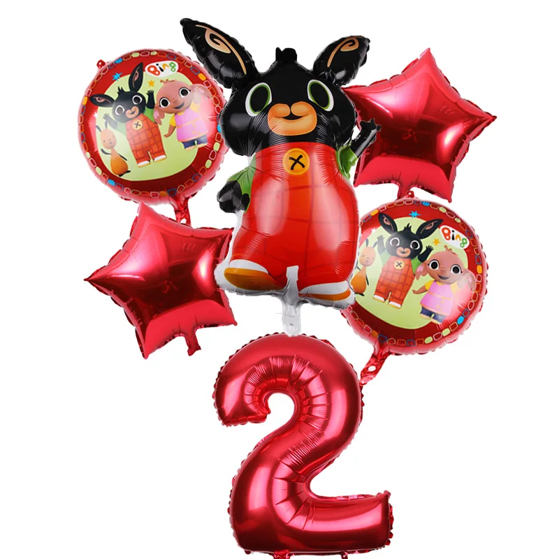 6 шт./лот 83*44 см мультяшный Bing Bunny 32 дюйма с цифрами фольгированные воздушные шары