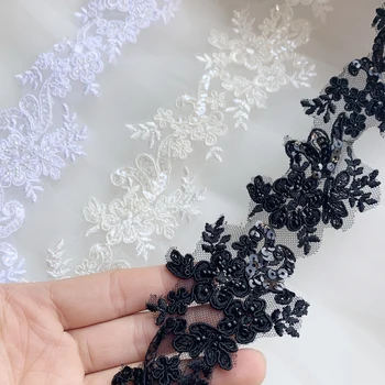 

3 yards/package new high-definition wedding beaded car bone lace car stock embroidery lace 3 color free shipping SS52