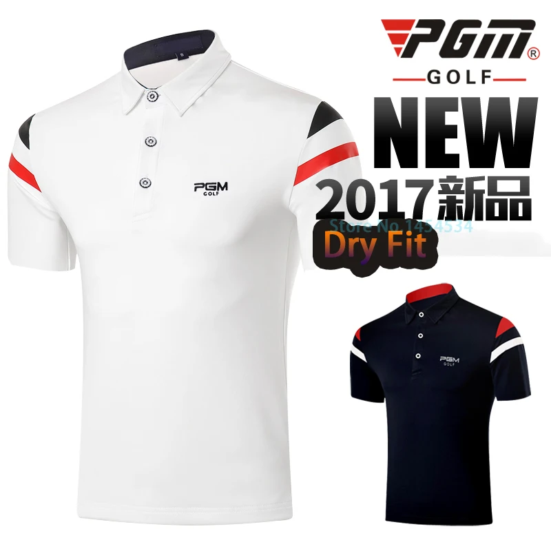 2017 PGM Golf Sportswear Fit Polomens Men Golf Polo Shirts Quick Dry Men's Short Sleeve Shirt 