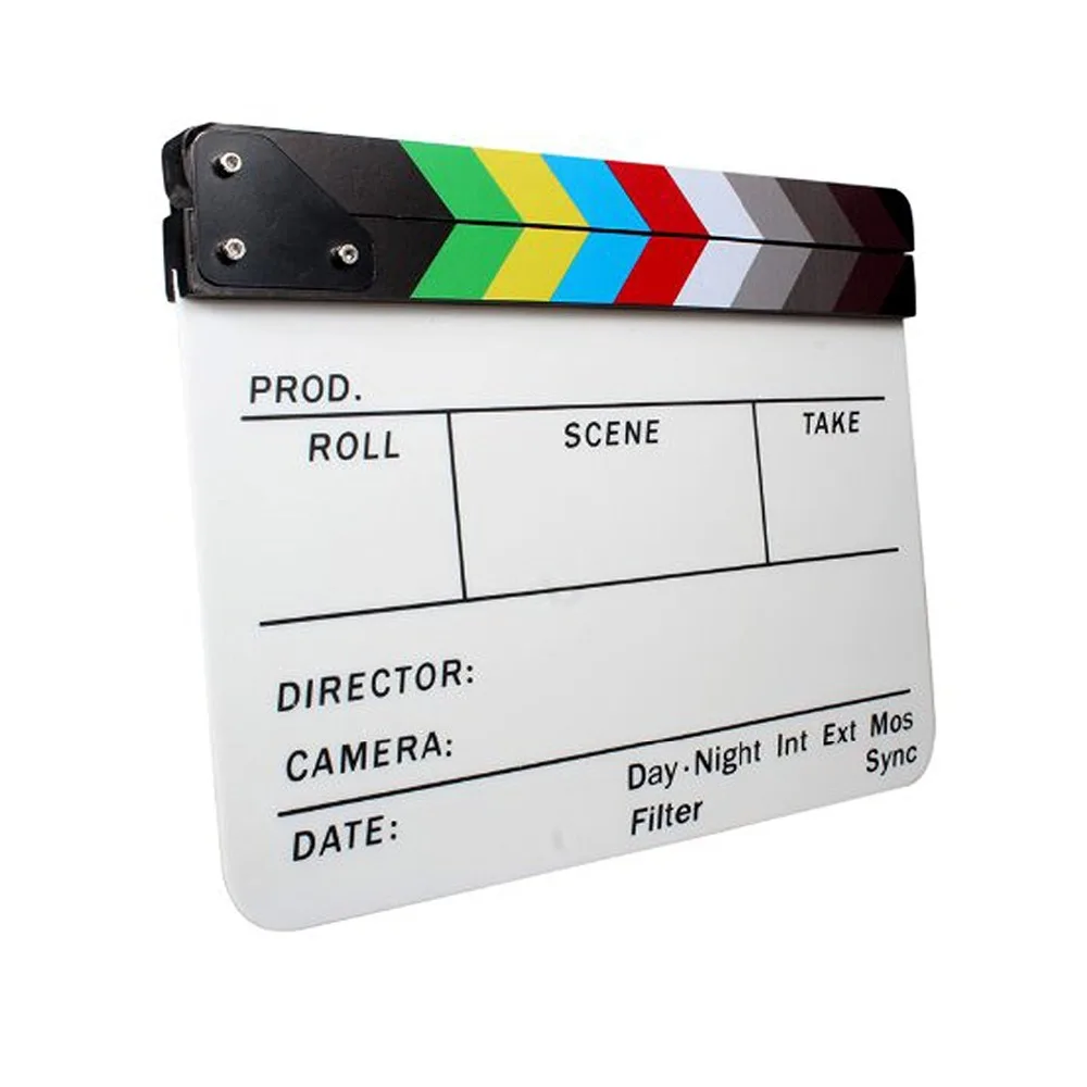 

ASHANKS Colorful Clapper Board Clapboard Acrylic Dry Erase Director TV Movie Film Action Slate Clap Handmade Cut Prop