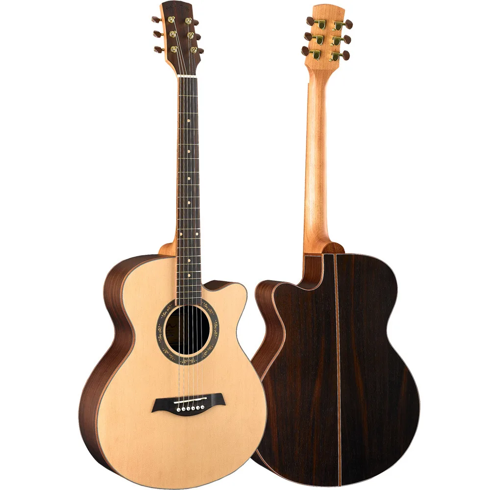 

40 inch Guitar Spruce Rosewood Folk Guitar With Bag Tuner Free Shipping