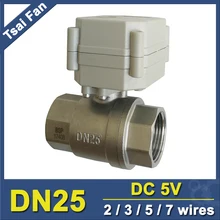 DC5V 2/3/5/7 Провода BSP/NPT " Электрический кран металлический Шестерни 2 Way DN20 женский движимый шаровой клапан со светодиодным индикатором