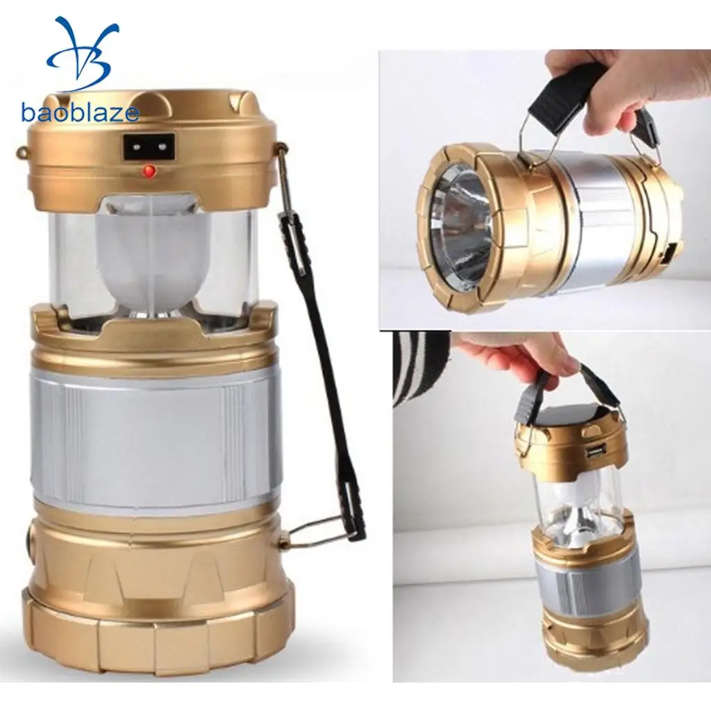 Portable Solar USB Charging Rechargeable Outdoor Camping Tent Lights 