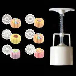 Doreenbeads 3D цветок mooncake плесень середины осени Ice торта ручной Давление формы с 6 цветов Марки DIY инструмент 1 компл
