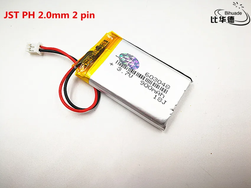 10 шт./лот JST PH 2,0 мм 2 pin хорошего качества 3,7 V, 900 mAH, 603048 полимерный литий-ионный/литий-ионная аккумуляторная батарея для игрушка, портативное зарядное устройство, gps, mp3, mp4