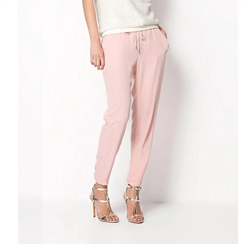 

M-XL Plus Size Women Pants Linen Cotton Casual Harem Pants Candy Color Harajuku Green Trousers Female Ankle-length Length Pants