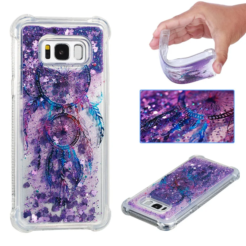 Liquid Case for Samsung Galaxy A6 A8 Plus 2018 S8 S9 Plus S6 S7 Edge Note8 Note9 S5 S6edge Glitter Love Silicone PC Full Cover (34)