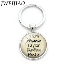 JWEIJIAO персонализированный брелок на заказ с именами вашей семьи, брелок для ключей, подарок для друзей, стеклянный кабошон, купольная фотография NA01