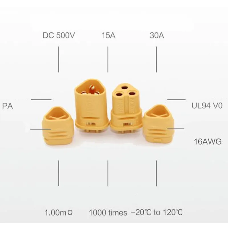 2 пары AMASS MT30 2 мм 3-контактный разъем/разъем двигателя/Plug набор для RC Lipo Батарея радиоуправляемая модель Quadcopter Multicopter Скидка 40%