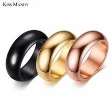 KISS MANDY Wedding Band Stainless Steel Rings for Women and Men Fashion Jewelry 6 Colors Available KR94