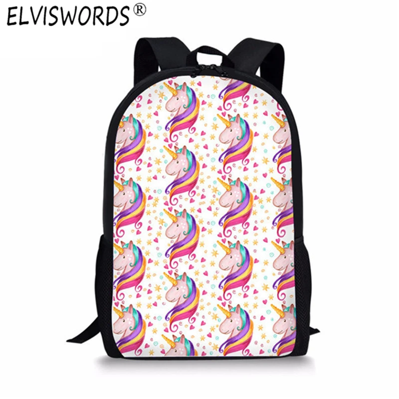 ELVISWORDS Cartoon Unicorn Print Backpack Christmas Teenagers Women Travel Bag Children Girls Students Daily Bookbags Mochilas bookbags-for-girls : image ELVISWORDS Cartoon Unicorn Print Backpack Christmas Teenagers Women Travel Bag Children Girls Students Daily Bookbags Mochilas bookbags-for-girls